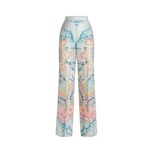 Floral-Pattern Wide-Leg Pants
