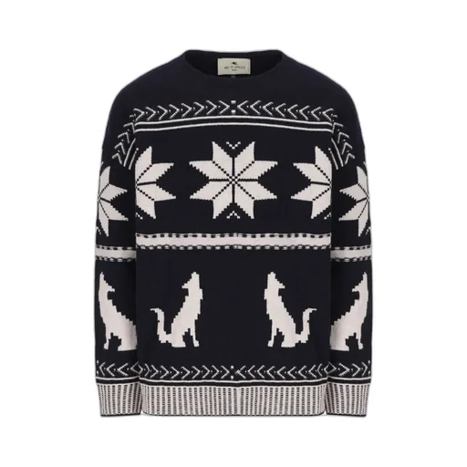 Graphic Intarsia Knitted Crewneck Jumper