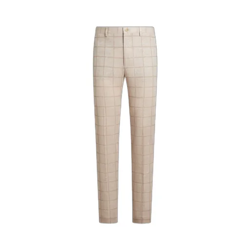 Check Linen-Blend Trousers
