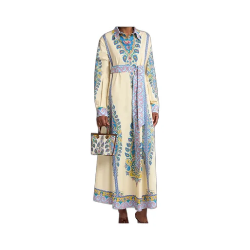 Paisley Printed A-Line Midi Shirt Dress