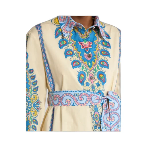 Paisley Printed A-Line Midi Shirt Dress
