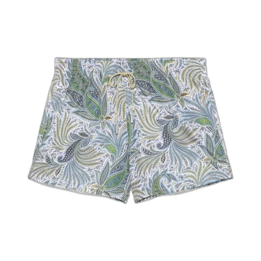 Leaf Printed Drawstring Swim Shorts