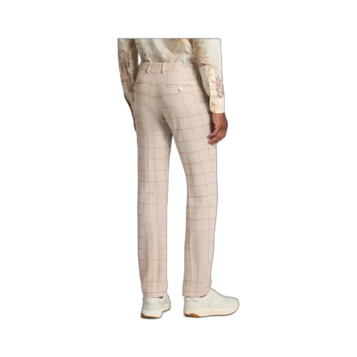 Check Linen-Blend Trousers