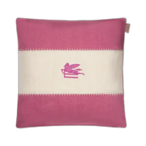 Linen Cushion With Embroidered Pegaso