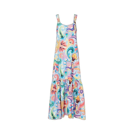 Paisley Printed Long Tiered Dress