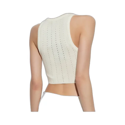 Punched Detail Knit Crop Top