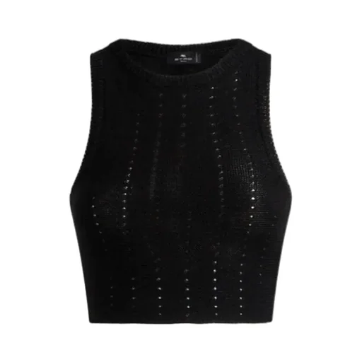 Punched Detail Knit Crop Top