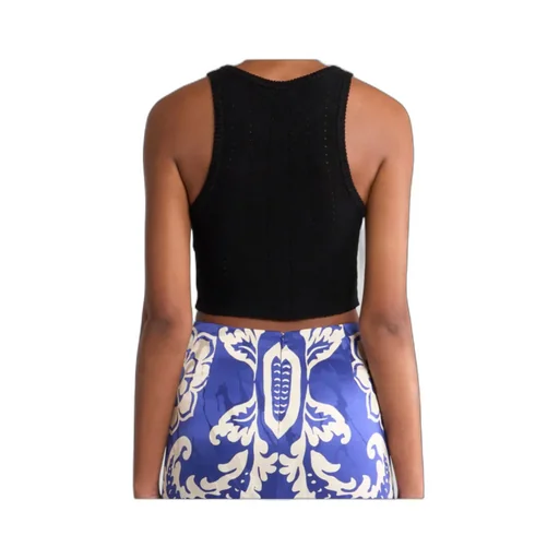 Punched Detail Knit Crop Top