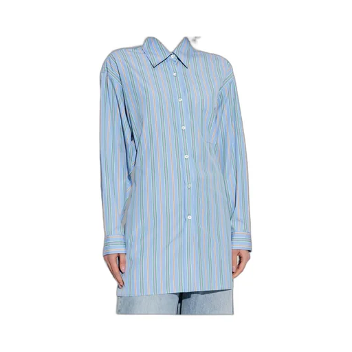 Knot Detailed Striped Poplin Shirt