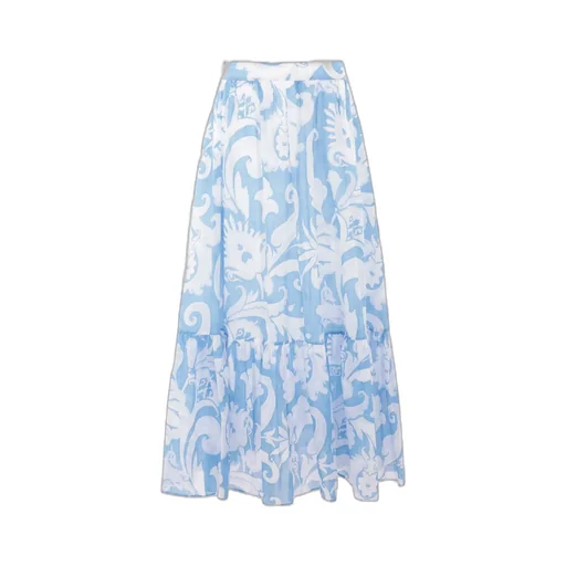 Floral Printed Elastic Waist Midi Skirt