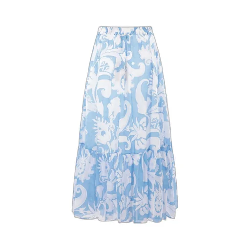 Floral Printed Elastic Waist Midi Skirt