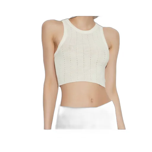Punched Detail Knit Crop Top