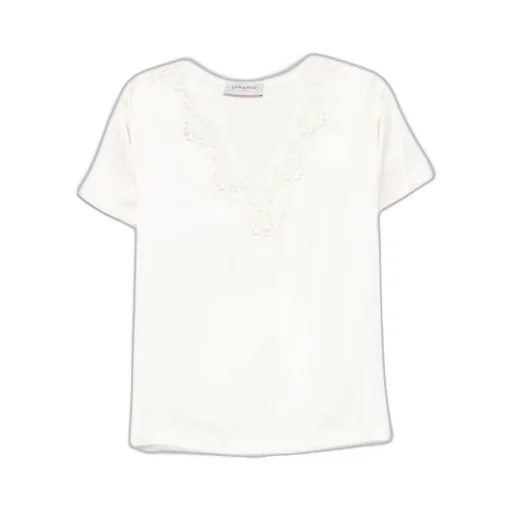 Lace-Trimmed V-Neck Top