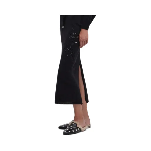 Sequin Embroidered Knitted Midi Skirt