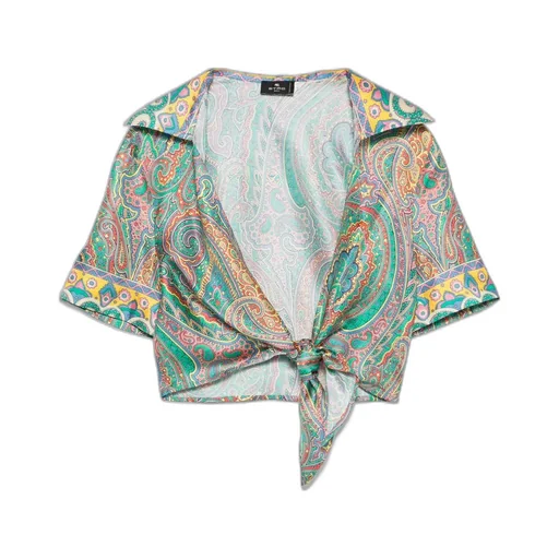 Paisley Printed Cropped Beach Cover Up