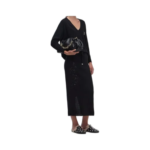 Sequin Embroidered Knitted Midi Skirt