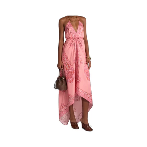 Silk Dress With Medallion And Paisley Motif