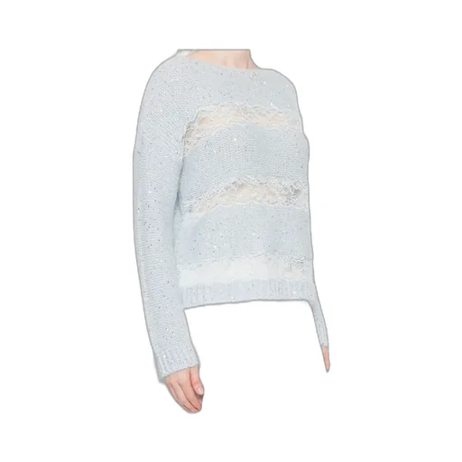 Sequin Lace-Insert Sweater