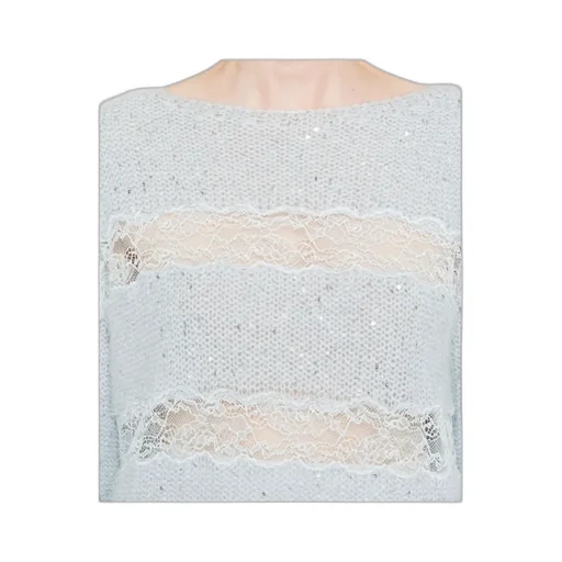 Sequin Lace-Insert Sweater