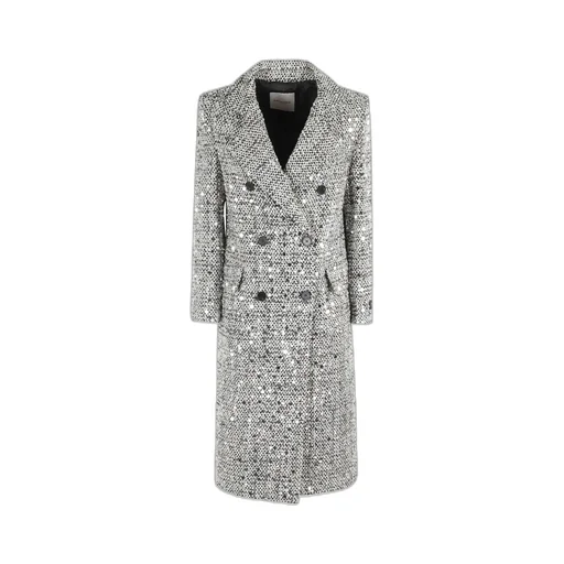 Sequin-Embellished Double-Breasted Coat