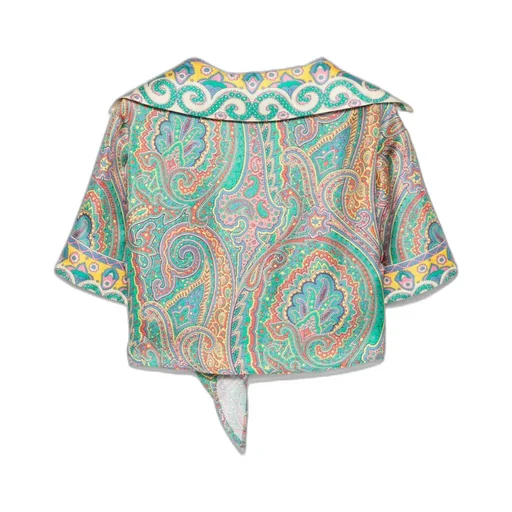 Paisley Printed Cropped Beach Cover Up
