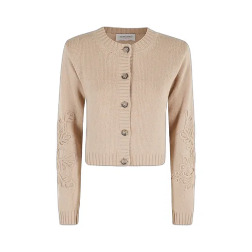 Floral-Embroidered Button Cardigan