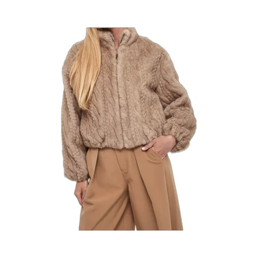 Cable-Knit Faux-Fur Jacket