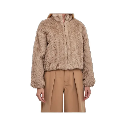 Cable-Knit Faux-Fur Jacket