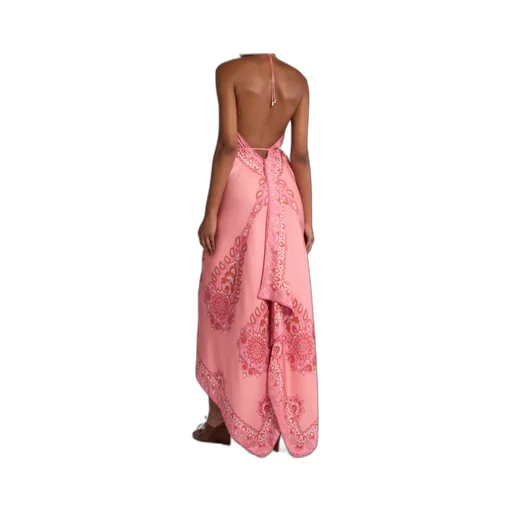 Silk Dress With Medallion And Paisley Motif