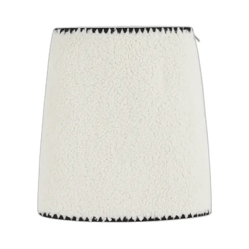 Teddy-Fleece Zip-Detail Skirt