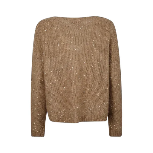 Sequined Lace Panel Sweater