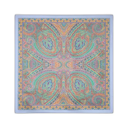 Silk Scarf With Paisley Foliage Motif