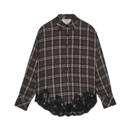 Lace Embroidered Checked Shirt