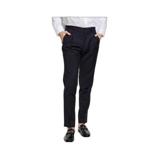 Pressed Crease Pleated Trousers