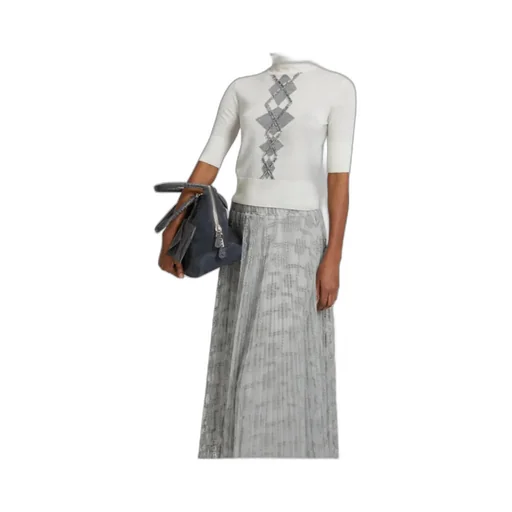 Bead-Embellished Diamond-Pattern T-Shirt