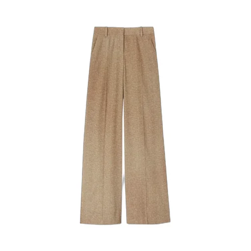 Wide-Leg Herringbone Trousers