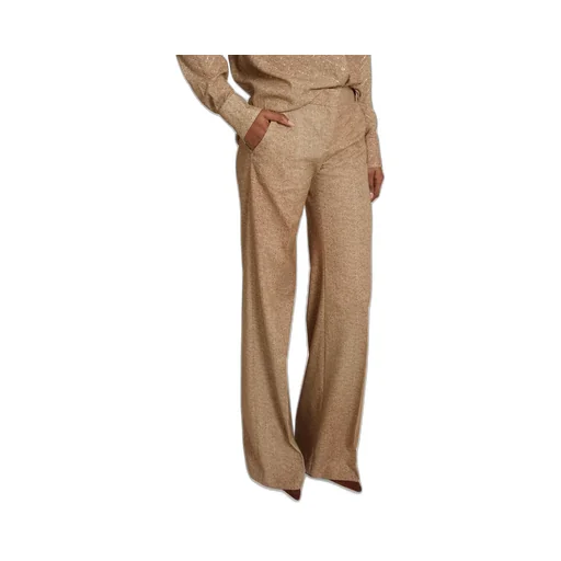 Wide-Leg Herringbone Trousers