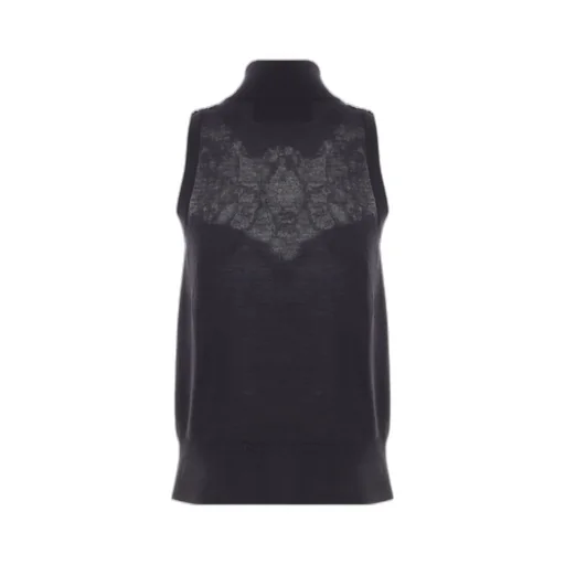 Lace-Insert Turtleneck Top