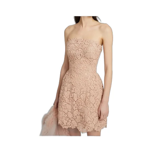 Floral-Lace Strapless Dress