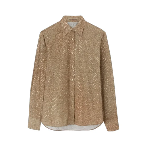 Herringbone-Pattern Long-Sleeve Shirt