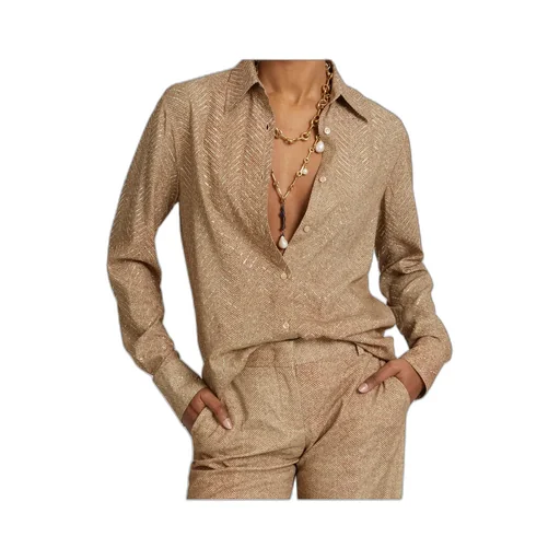Herringbone-Pattern Long-Sleeve Shirt