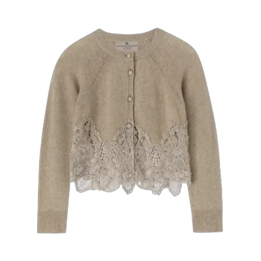 Lace-Trimmed Cardigan