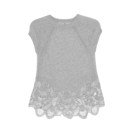 Lace-Trimmed Knit Top