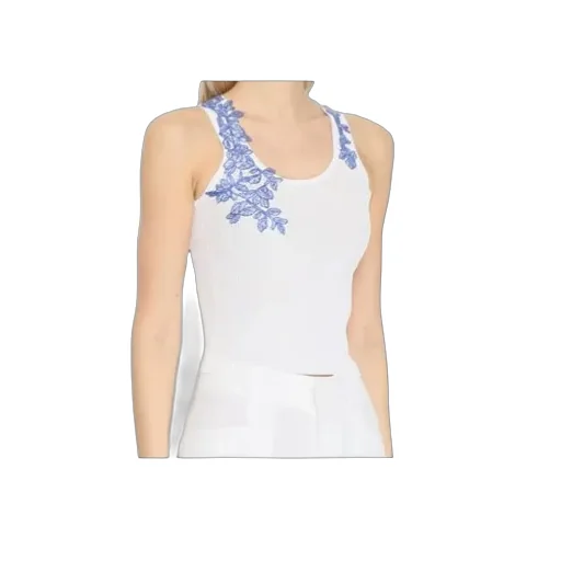Lace Embroidery Ribbed Top