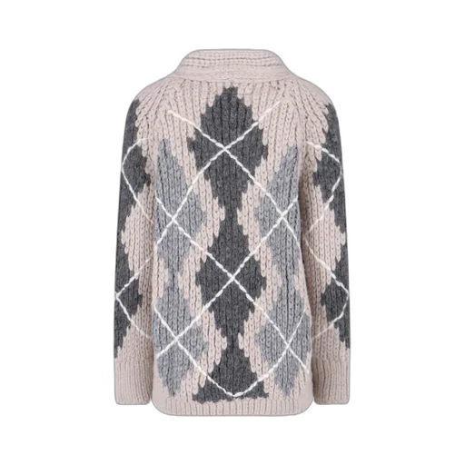 Argyle-Pattern Pocket Cardigan
