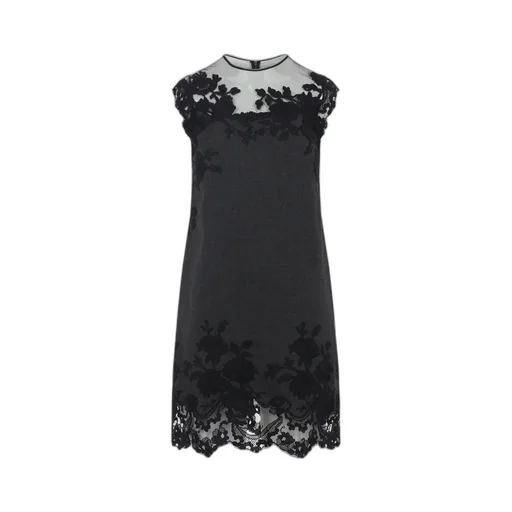 Lace-Embellished Wool Dress