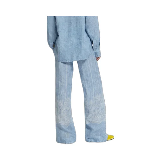 Striped Lace-Trim Pants