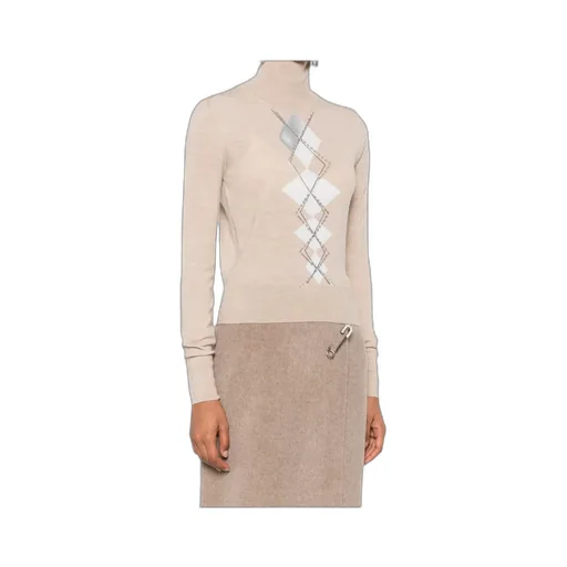 Diamond-Pattern Turtleneck Top