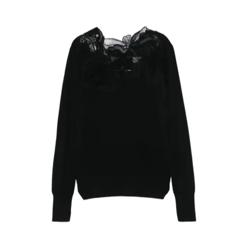 Floral-Lace Neckline Sweater