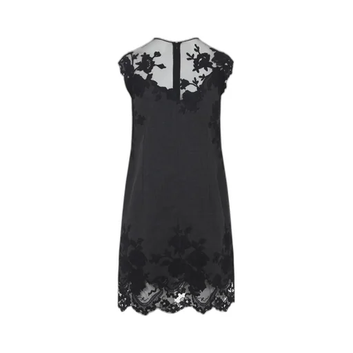 Lace-Embellished Wool Dress